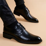 Men's Super Cool Black Pointed Toe PU Leather Dress Shoes