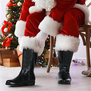 White Fluffy Christmas Santa Claus Boots for Men