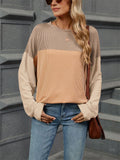 Candy Color Striped Texture Autumn Long Sleeve Shirt for Women