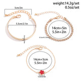 3Pcs/Set Elegant Flower Rhinestone Chain Bracelets for Lady