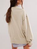 Oversized Side Split Lantern Sleeve Sweatshirt for Women