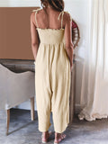 Women's Casual Solid Color Strappy Bustier Jumpsuits