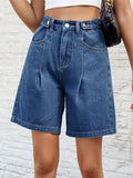 Adjustable Waist Loose Denim Hot Shorts for Women