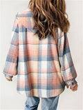 Women's Winter Checked Hooded Thermal Coat with Plush Lined