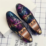 Men's Luxury Vintage Print Slip-On Pointed Toe Dress Shoes