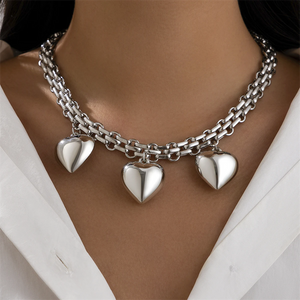 Personality Hip Hop Heart Shaped Pendant Choker Necklaces