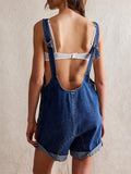 Women's Adjustable Short Denim Jumpsuits with Pockets