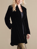 Long Sleeve Hidden Button Velvet Coats for Women