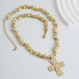 2Pcs/Set Hip-Hop Cross Pendant Acrylic Irregular Beads Necklaces