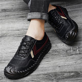 Men's Soft Sole Breathable Leather Lace Up Fashion Sneakers