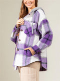 Autumn Winter Stylish Hooded Plaid Coats for Ladies