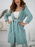 Female Long Sleeve Lace Up Knitted Cardigan Sweater