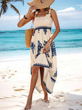 Bohemian Print Flowy Sleeveless Bustier Dress for Lady