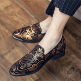 Men's Luxury Vintage Print Slip-On Pointed Toe Dress Shoes