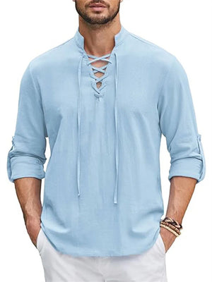 Drawstring Relaxed Fit Renaissance Shirt for Male