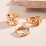 Women's 3Pcs/Set Trendy Irregular Metal Rings