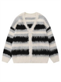 Men's Single-Breasted Chic Striped Fuzzy Sweaters