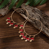 Cute Mushroom & Cherry Forest Holiday Hoop Earrings for Women