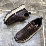 Crocodile Print Leather Platform Sneakers for Men