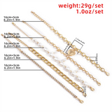 5pcs/Set Heart Imitation Pearl Bracelets for Women