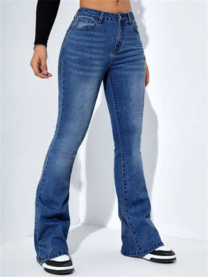 Fashion Slim Fit Stretchy Mid-Rise Bell-bottom Jeans for Women