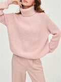 Autumn Warm Macaron Color High Collar Knitted Sweater for Lady