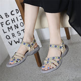 Ethnic Rhombic Pattern Cross Strap Holiday Sandals for Women