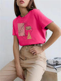 Female Face Art Print Casual Loose T-shirts