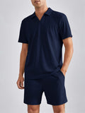 Men's Lazy Daily Home Pullover Shirt + Shorts Sets