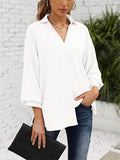 Fashion V Neck Lantern Sleeve Cozy Chiffon Shirt for Women