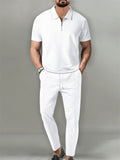 Men's Holiday Short Sleeve Lapel Shirt + Sweatpants Sets