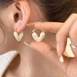 Romantic Heart-Shaped French Earrings for Lady