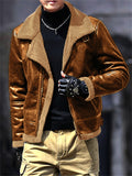 Men's Retro Faux Suede Plush Lined Bomber Jackets