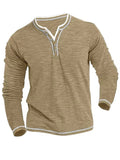 Men's Slim Fit V Neck Autumn Long Sleeve Henley Shirt