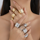 Women's 5PCS/Set Irregular Exaggerated Metal Rings