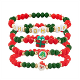 4Pcs/Set Christmas Tree Santa Claus Gift Box Bead Bracelets