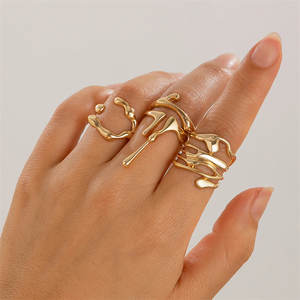 Trendy Irregular Lava Adjustable Rings for Couples