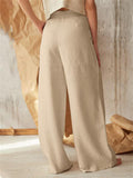 Elegant High-Rise Cotton Loose Wide Leg Pants for Women