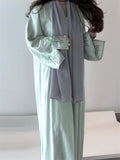 Female Coconut Tree Embroidery Muslim Cardigan Robe