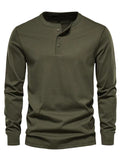 Men's Stretchy Slim Fit Casual Long Sleeve Henley Shirt