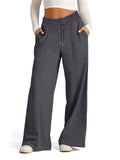 Solid Color Wide Leg Sporty Trousers for Ladies