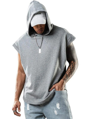 Men's Simple Cozy Loose Sleeveless Sport Hoodies