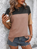 Women's Color Block Striped Texture Casual Shirt