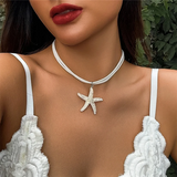 Unique Starfish Pendant Double Layered Rope Necklace