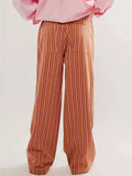 Low-rise Striped Drawstring Pants for Women