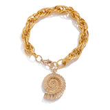 Women's Bohemian Big Conch Pendant Twisted Chain Bracelets