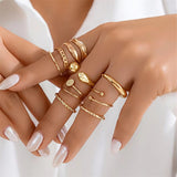 10Pcs/Set Gold Luxury Party Opening Rings for Women