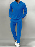 Men's Relaxed Waffle Henley Shirt Drawstring Pants Set