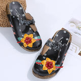 Leisure Flower Decoration Round Toe Wedge Heel Sandals for Ladies