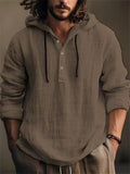 Men's Oversized Cotton Linen Pullover Hoodies for Autumn